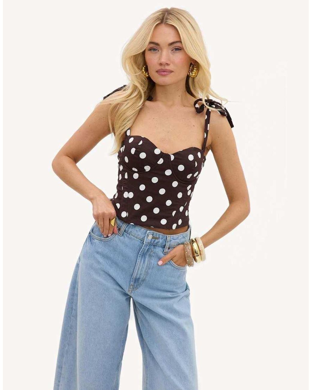 Loavies Blue Timeless Moments Polka Dot Top