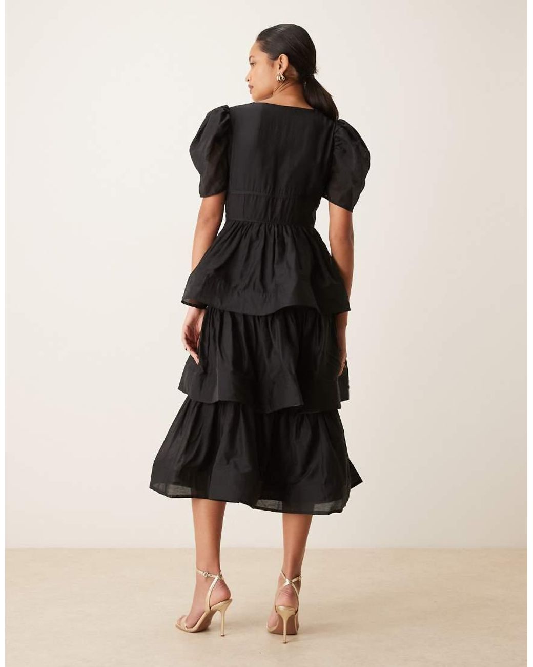 True Decadence Black Tie Front Tiered Maxi Dress