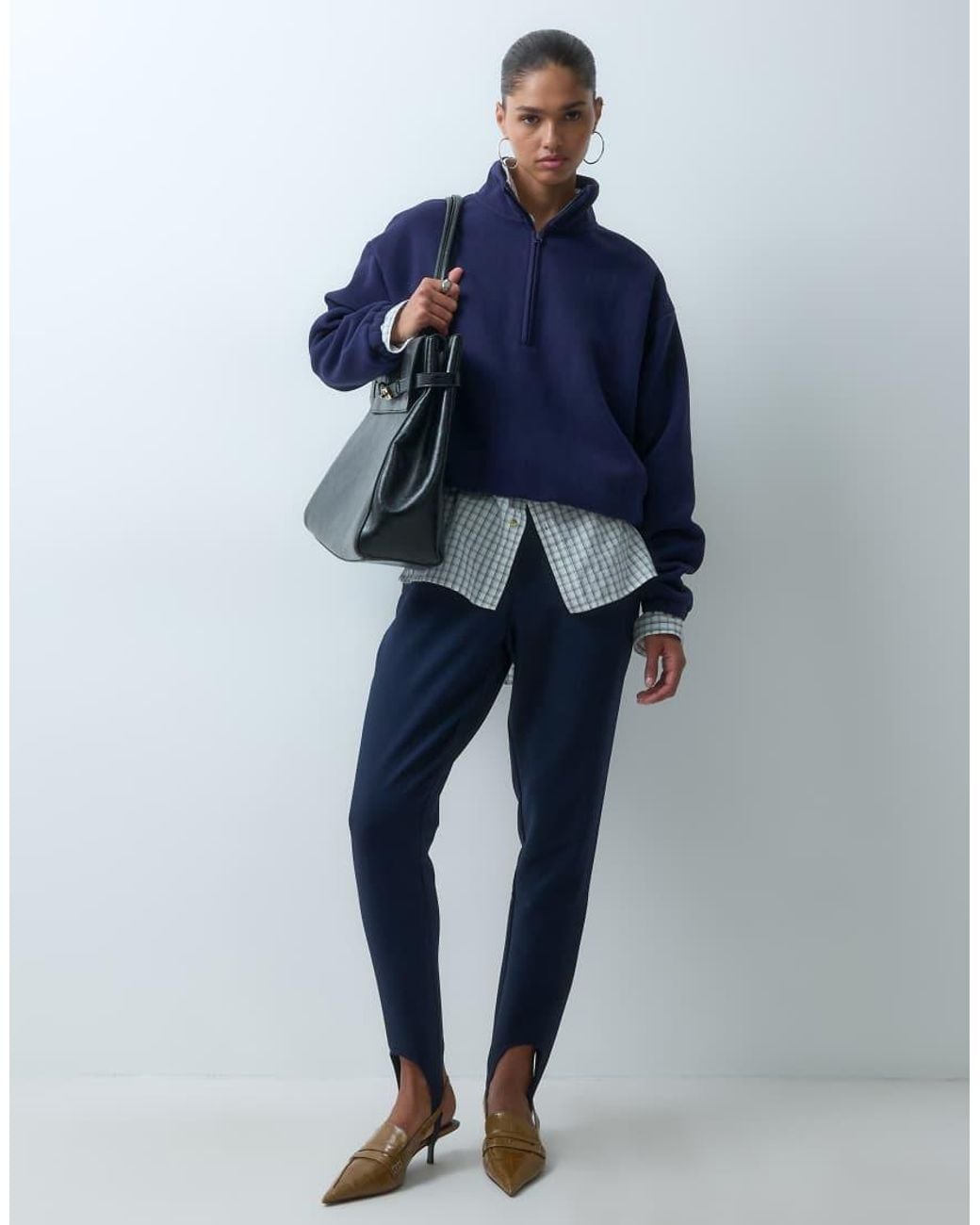 ASOS Blue Funnel Neck Half Zip Pull Over Polar Fleece