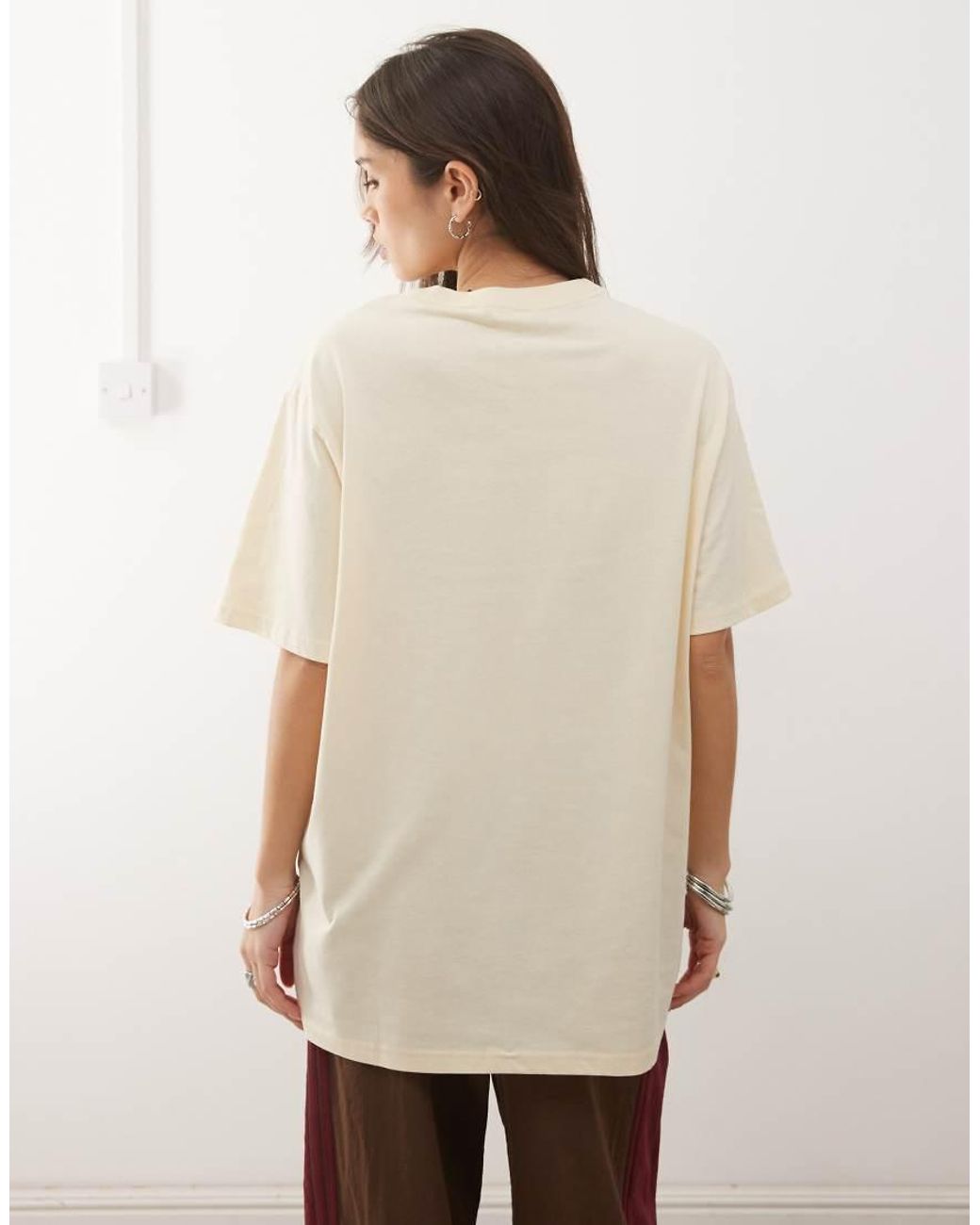 Monki Natural Oversized Floral Graphic T-shirt