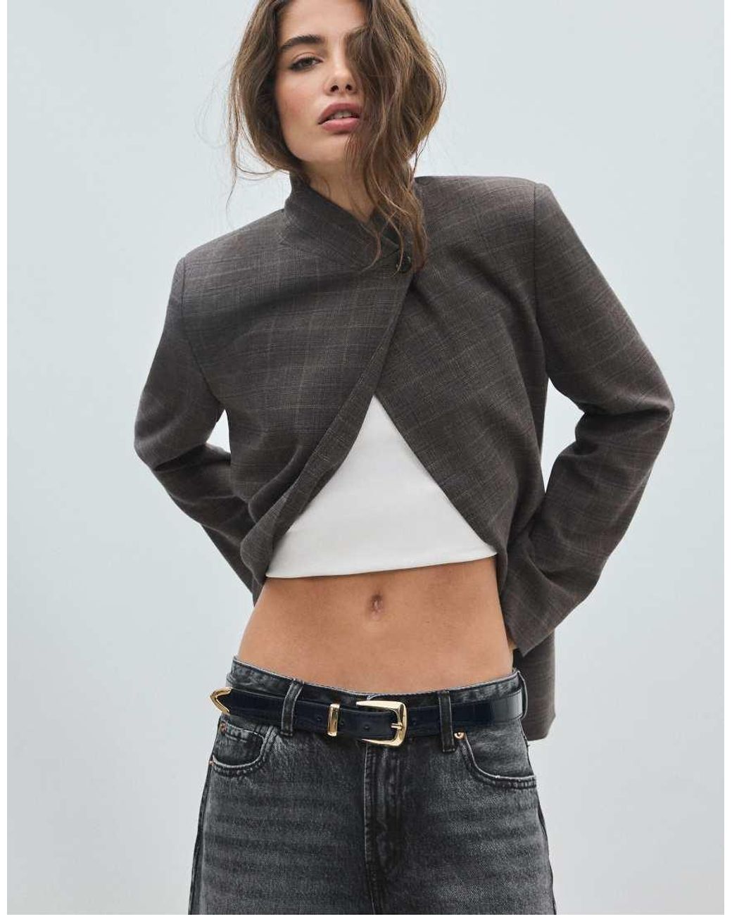 Stradivarius White Crocodile-effect Belt