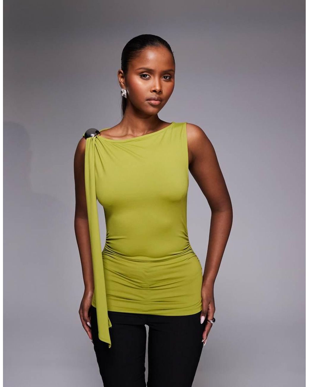 ASOS Green Scarf Top With Hardware Trim