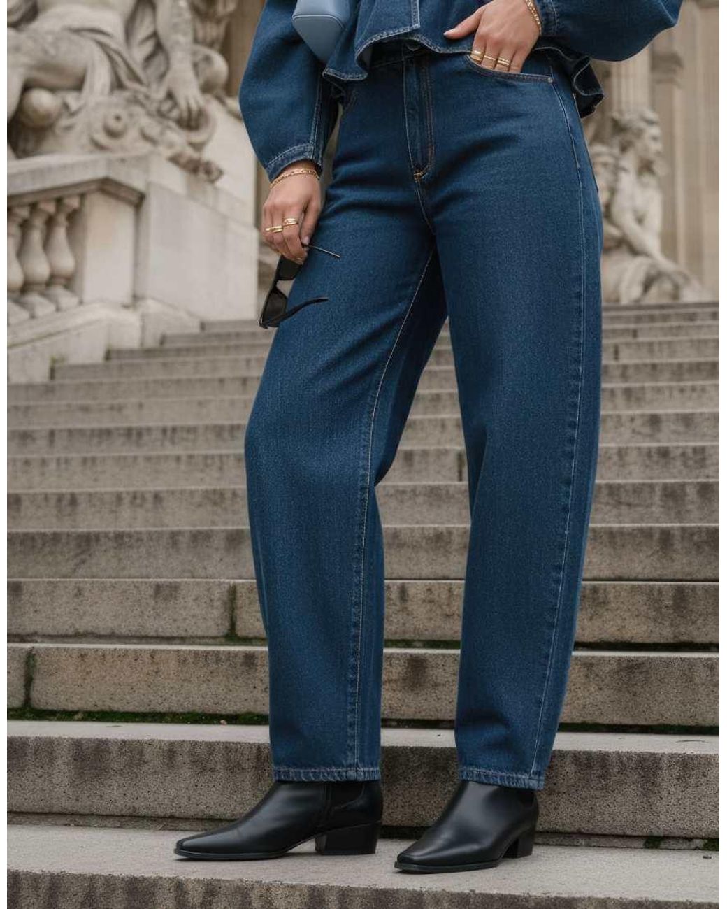 HYPEDROP Blue Barrel Fit Trousers