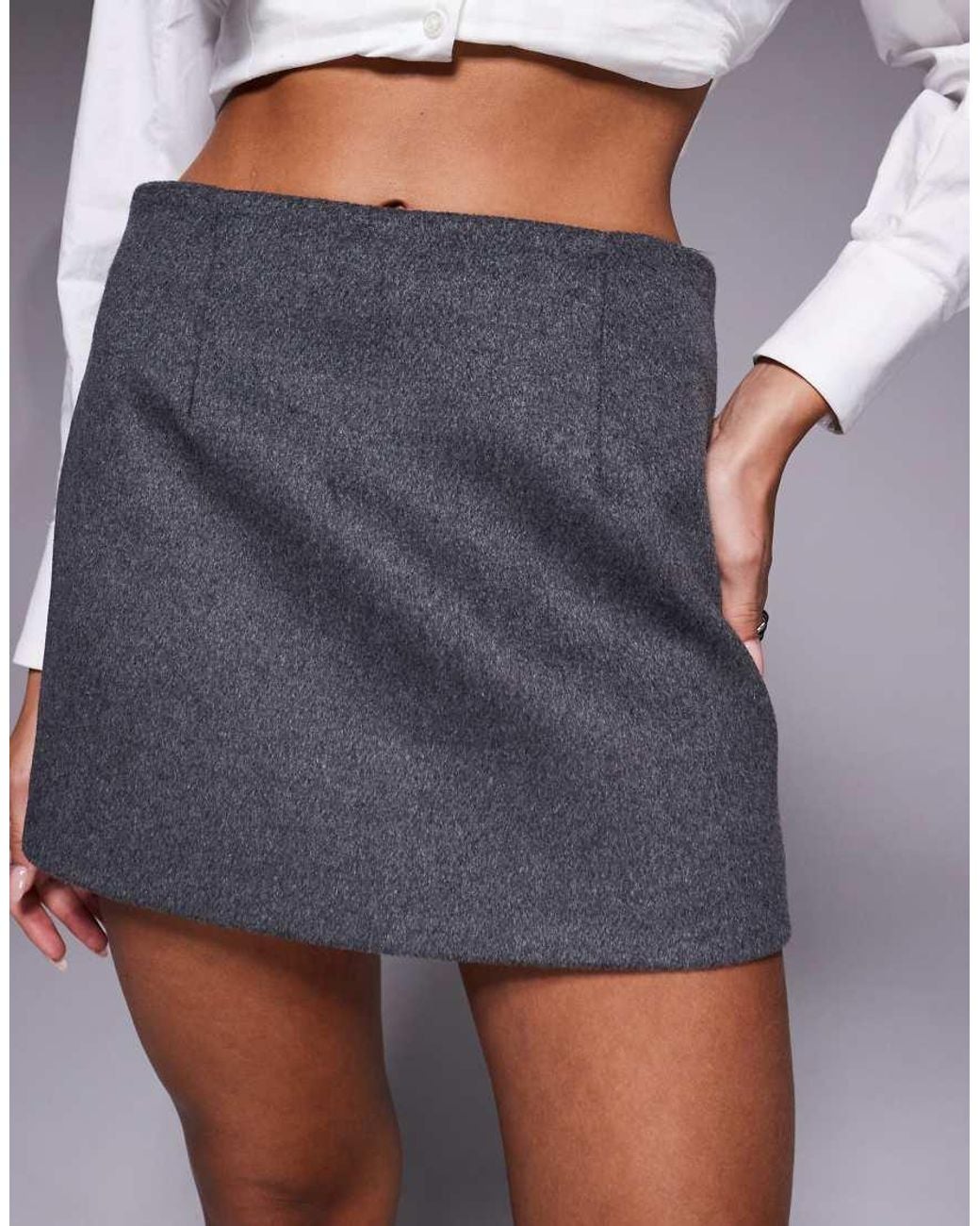Wanderdoll Gray Hansa Wool Blend Pelmet Mini Skirt Co-ord