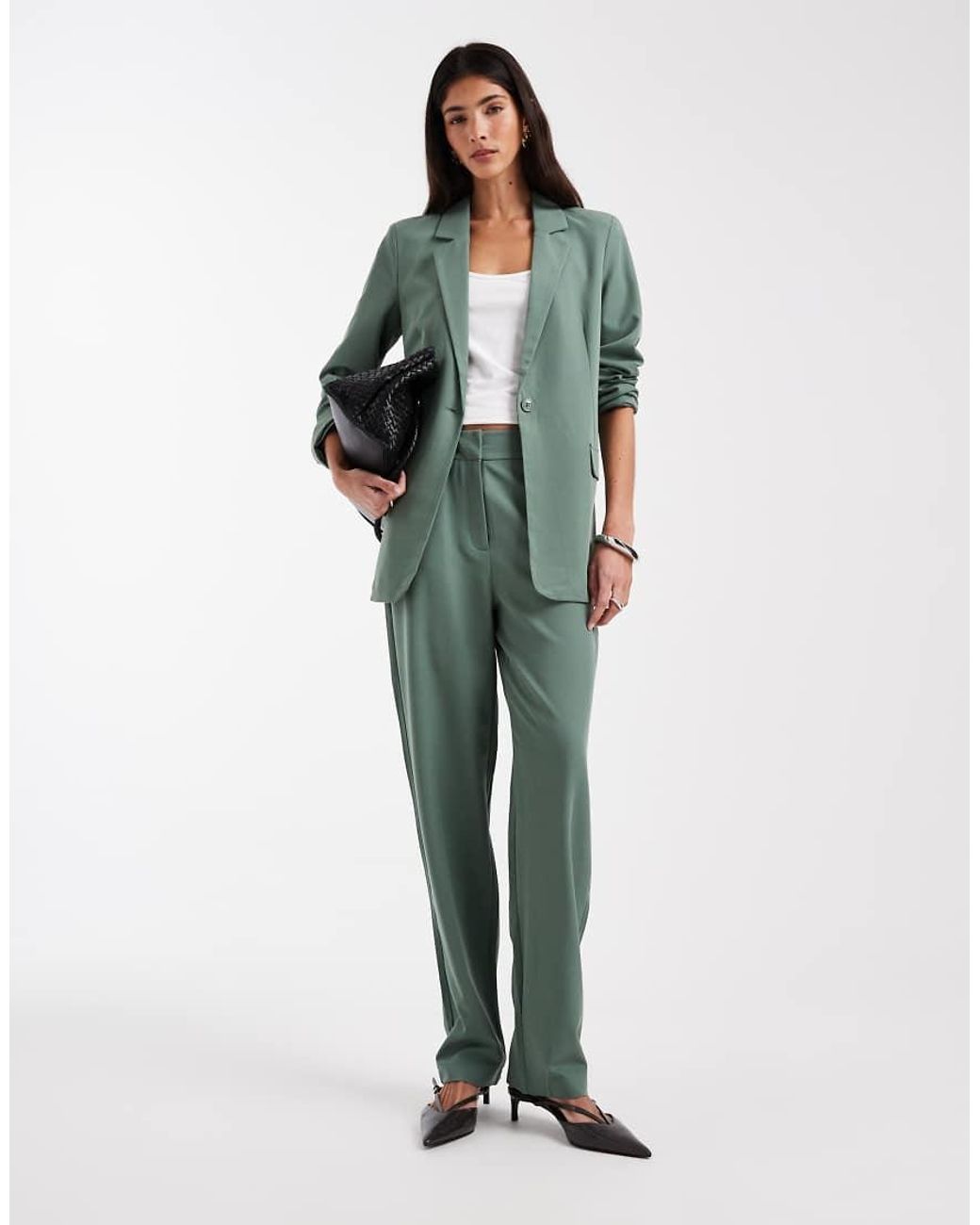 Vero Moda Green Straight Leg Tailored Pants