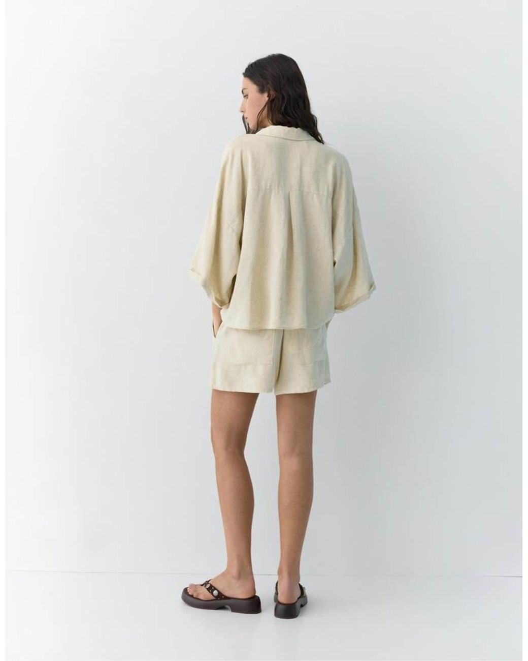 Pull&Bear Natural Rustic Linen Blend Shirt