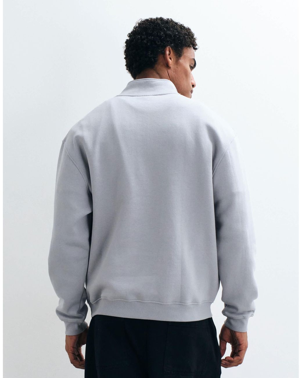 ASOS Gray Essentials Oversized Quarter Zip Sweatshirt for men