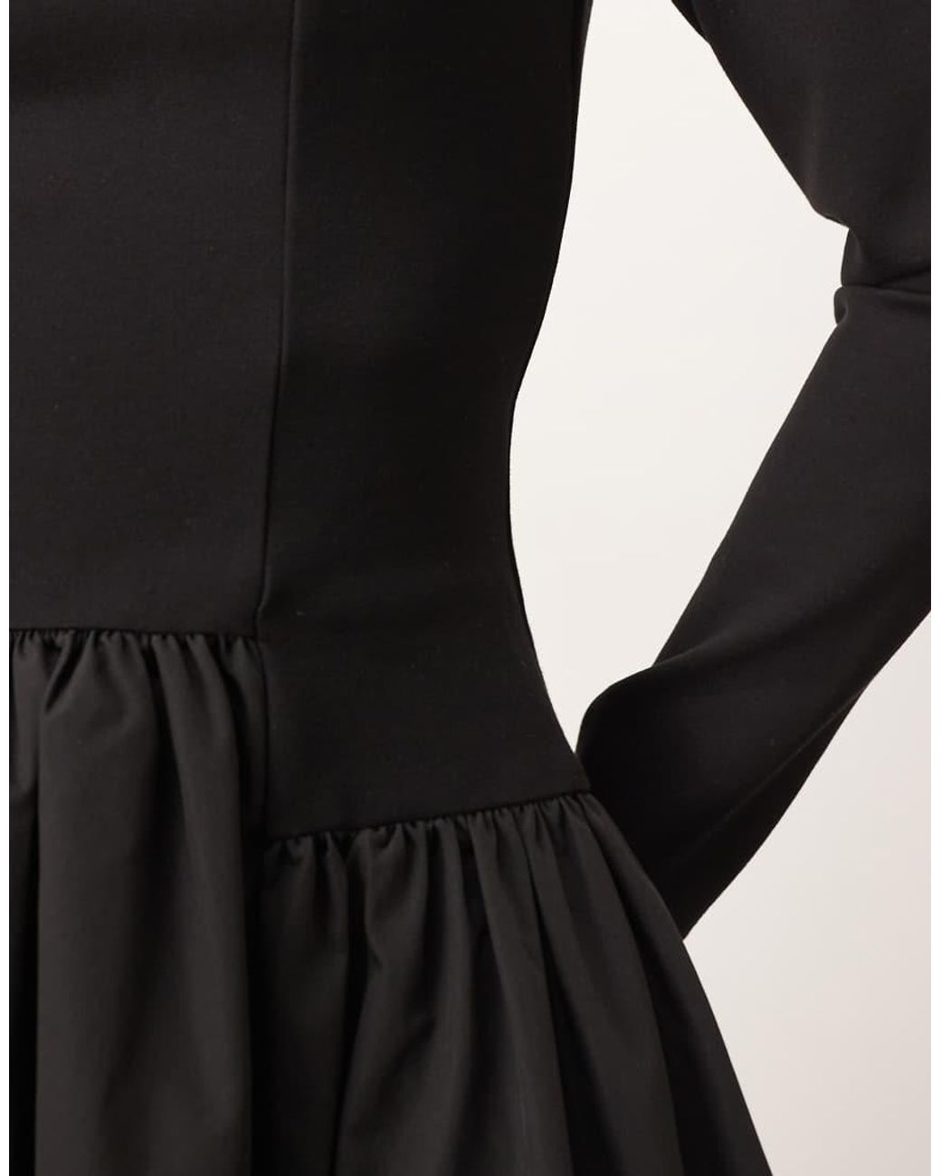 ARRANGE Black Hybrid Square Neck Maxi Dress With Full Skirt