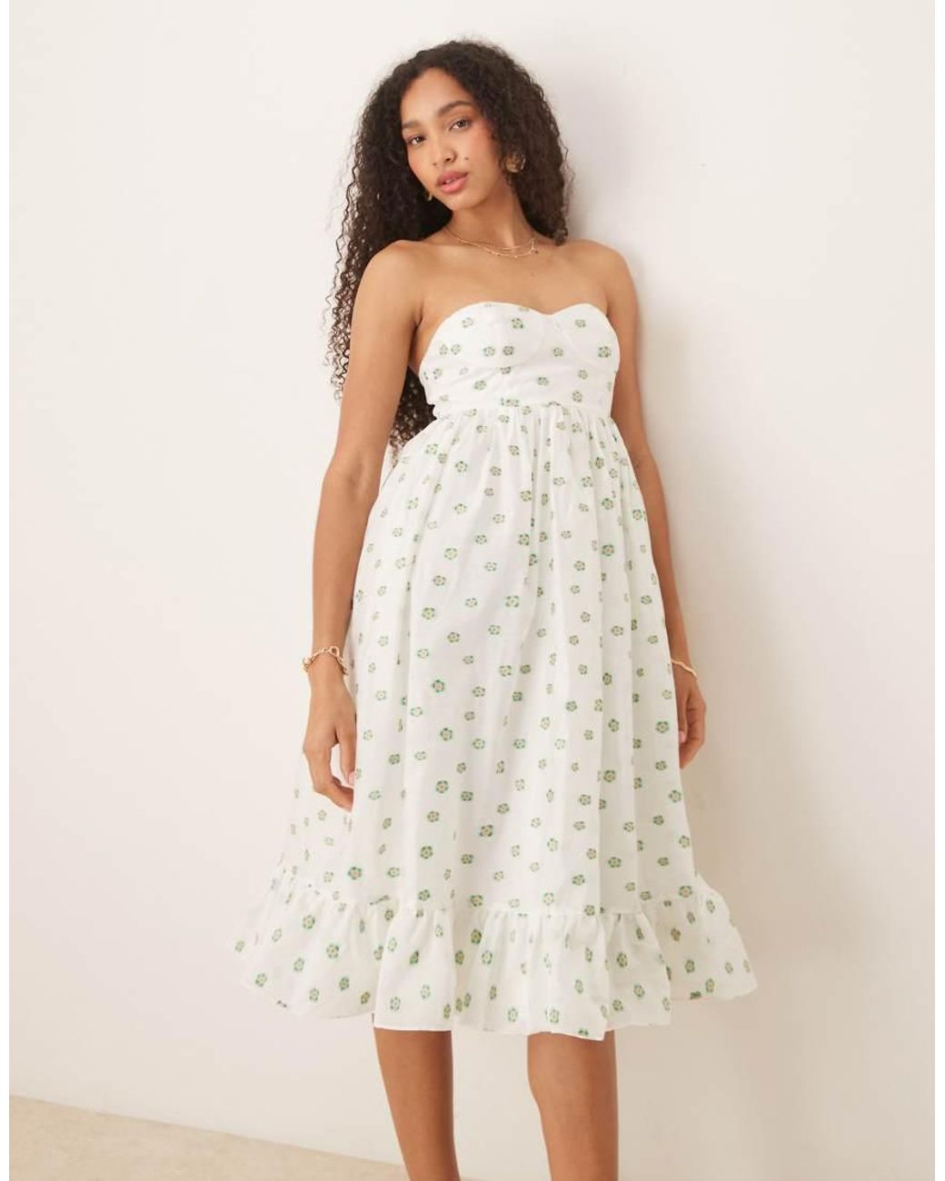 True Decadence Natural Strapless Midi Dress