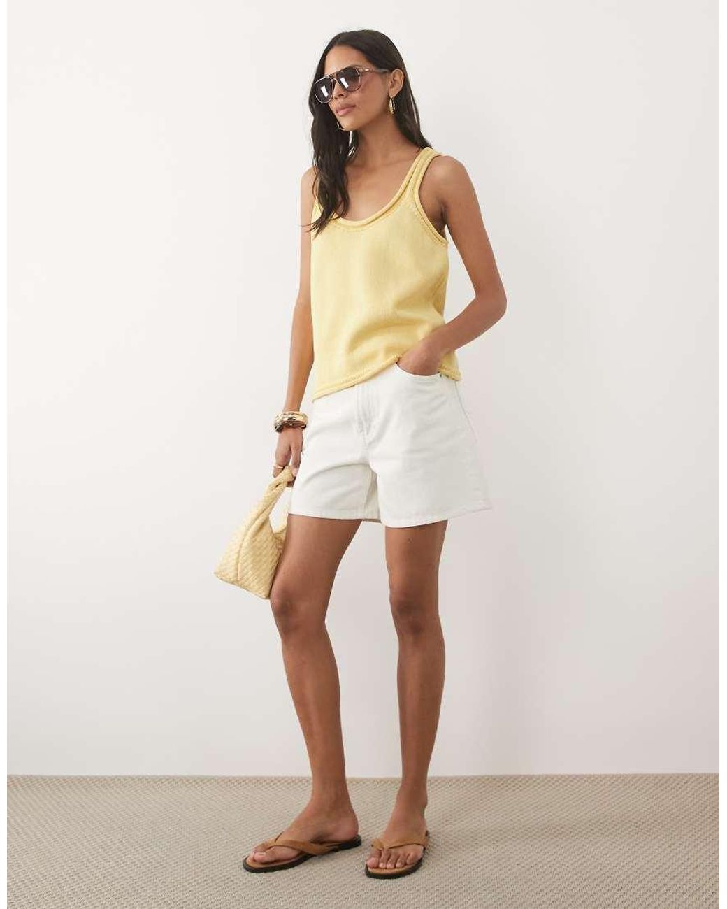ASOS Yellow Cotton Blend U-scoop Cami Top Co-ord