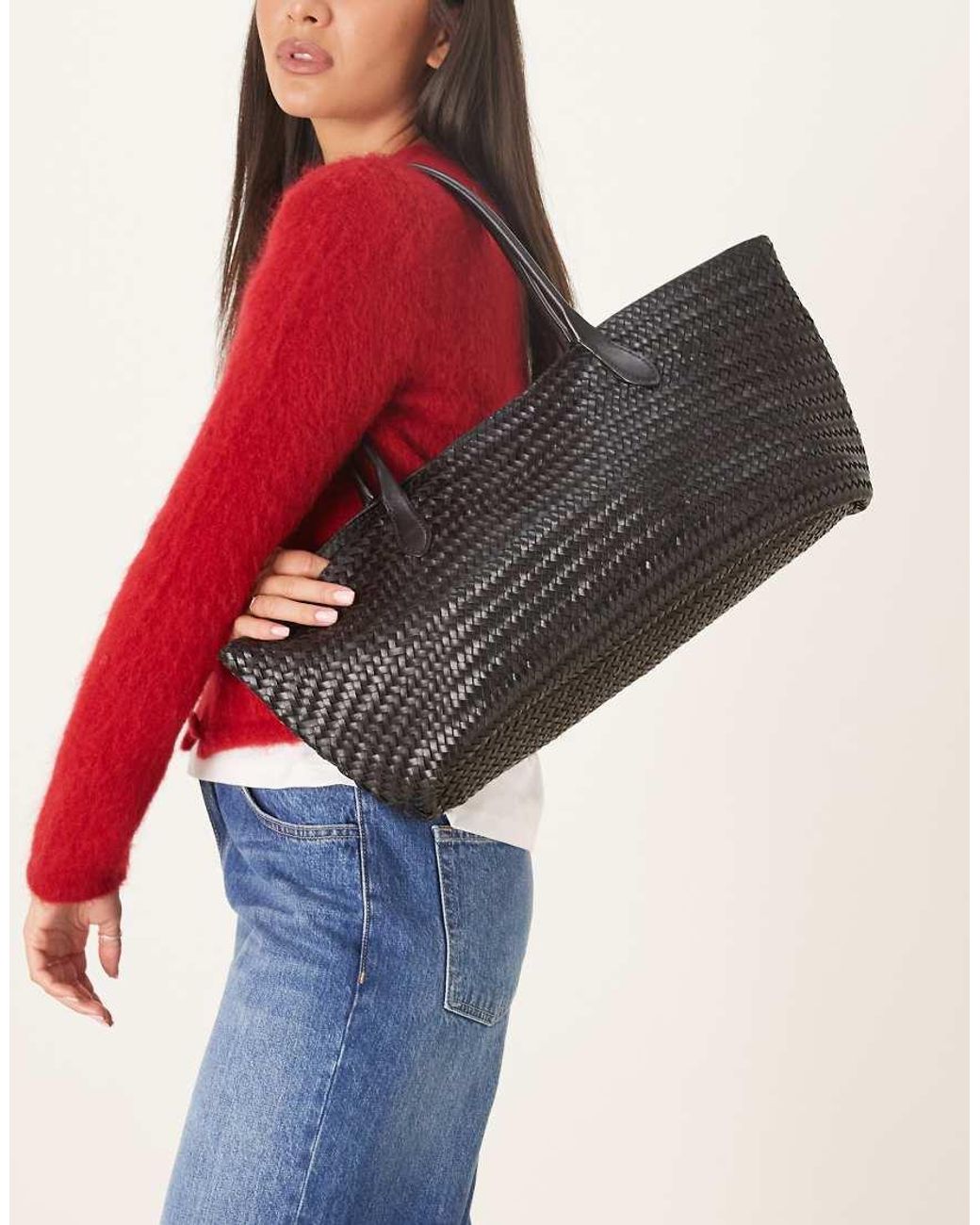 Mango Blue 100% Leather Large Shopper Bag