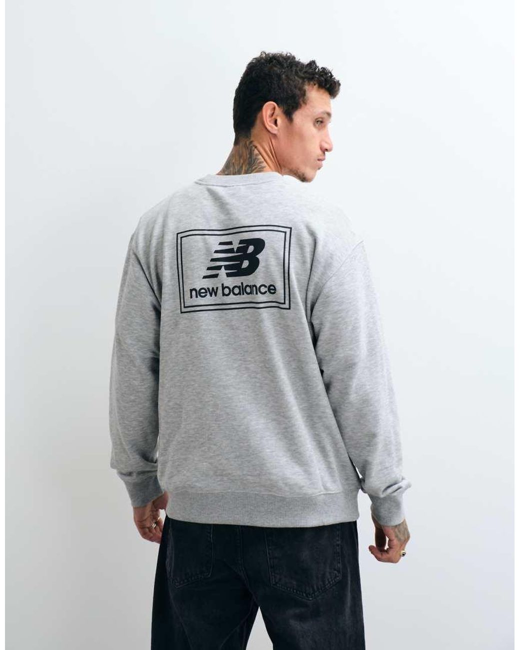 New Balance Gray Woven Label Graphic Sweatshirt for men