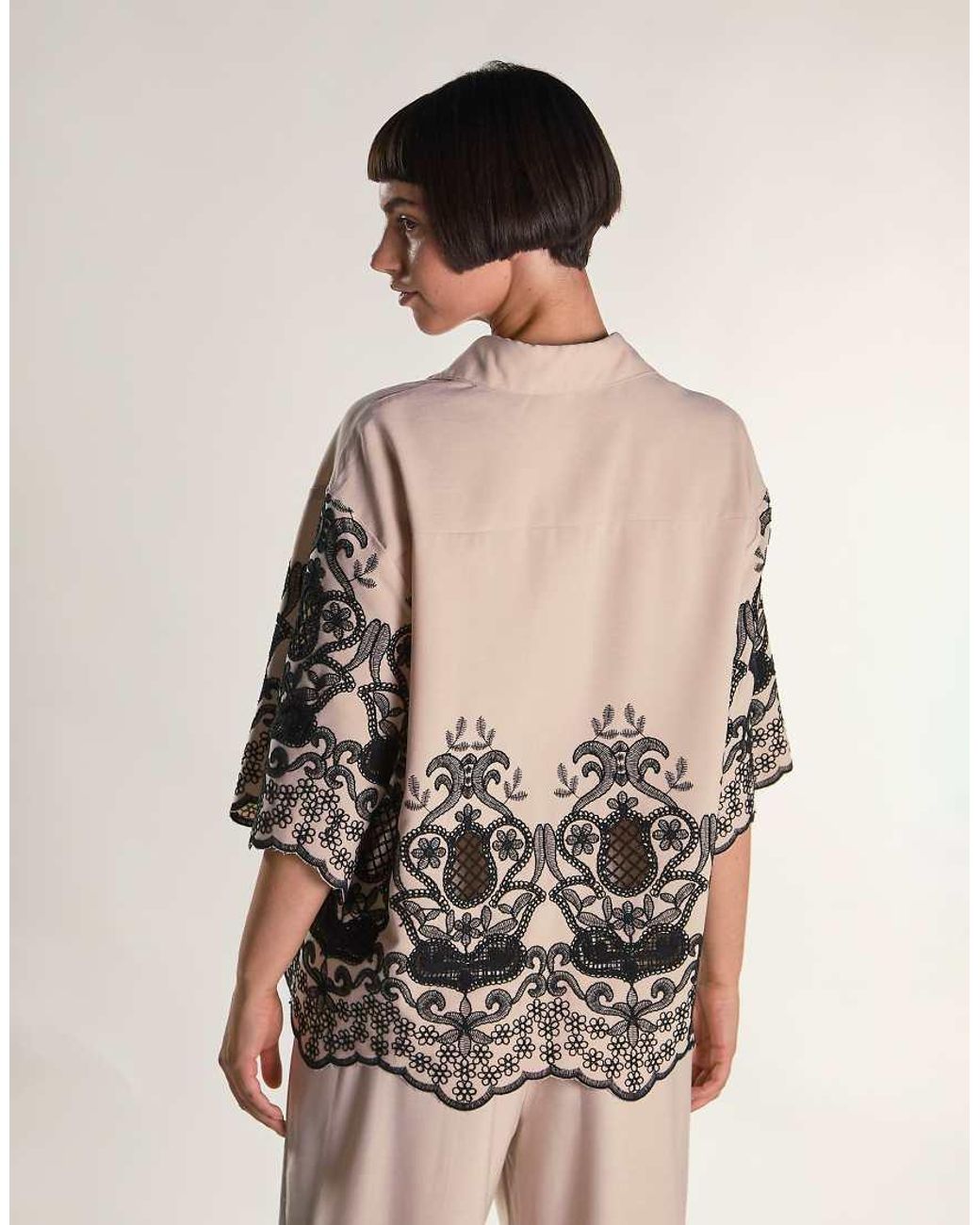 Glamorous Natural Embroidered Oversize Shirt