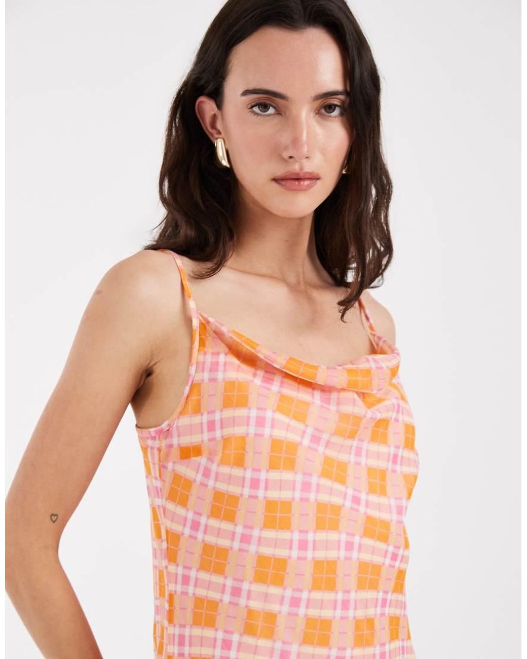 Vero Moda Pink Smilla Chiffon Cowl Neck Cami Midi Dress