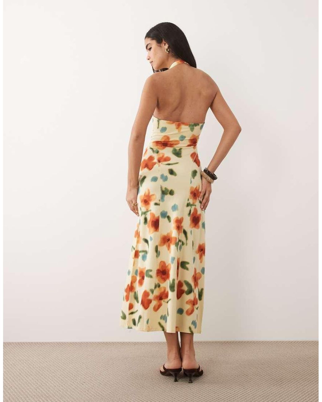 ASOS Natural Halter Trapeze Midi Dress
