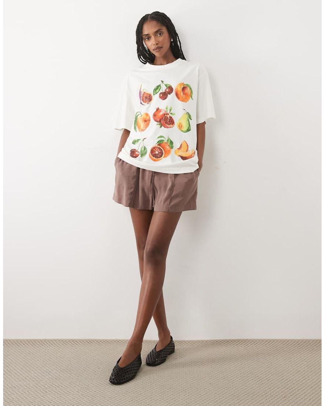 ASOS Multicolor Oversized T-shirt With Painted Fruit Graphic