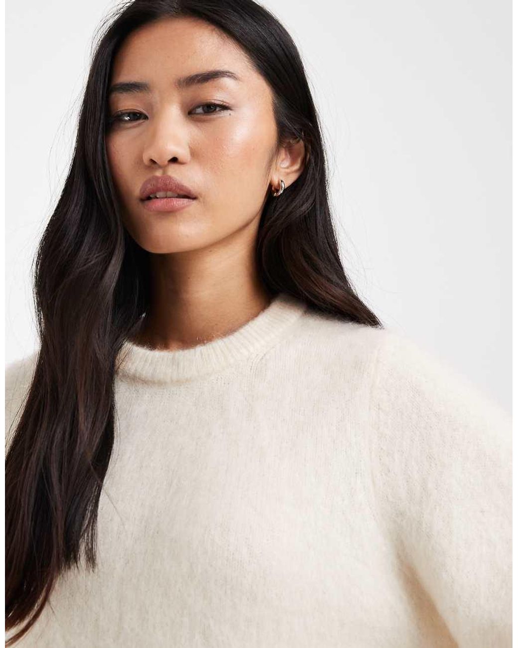 & Other Stories Natural Mohair And Wool Mix Short Sleeve Boxy Sweater