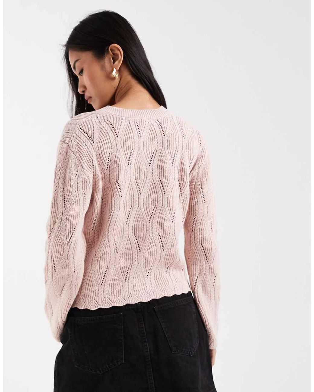New Look Pink Stitchy Cardigan