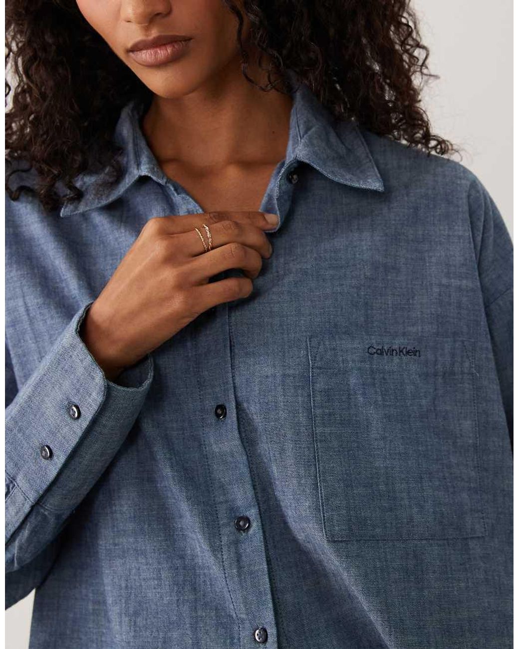 Calvin Klein Blue Long Sleeve Shirt Co-Ord