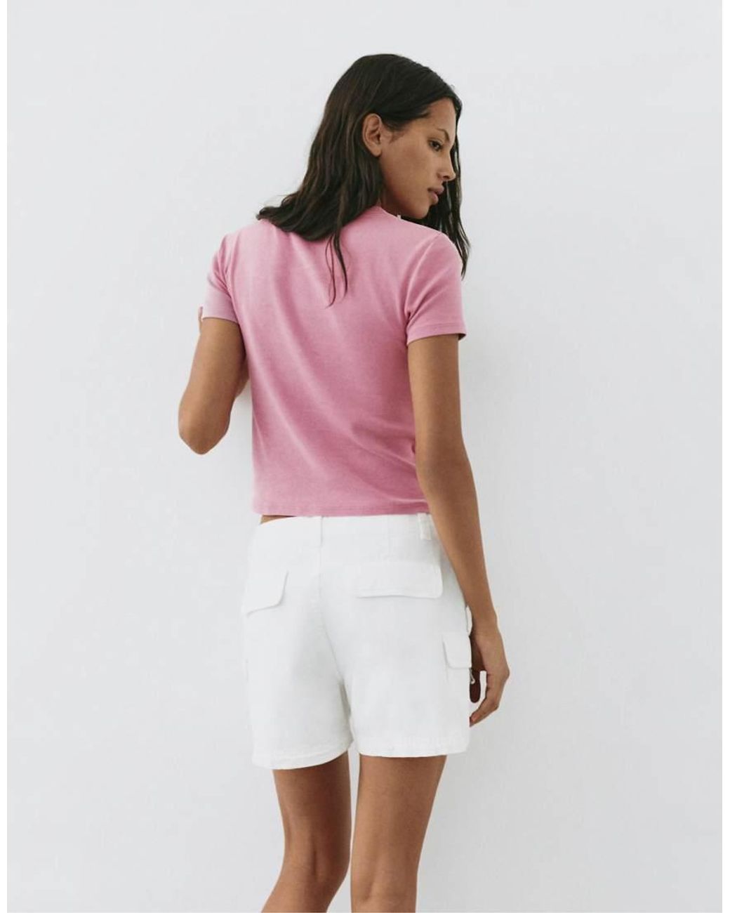 Pull&Bear Pink Crackled Text Graphic T-Shirt