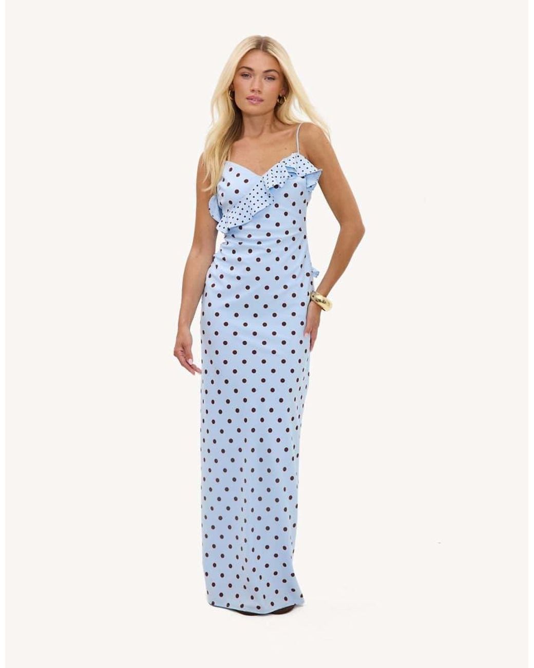 Loavies Blue Perfect Rhythm Maxi Dress With Polka Dots