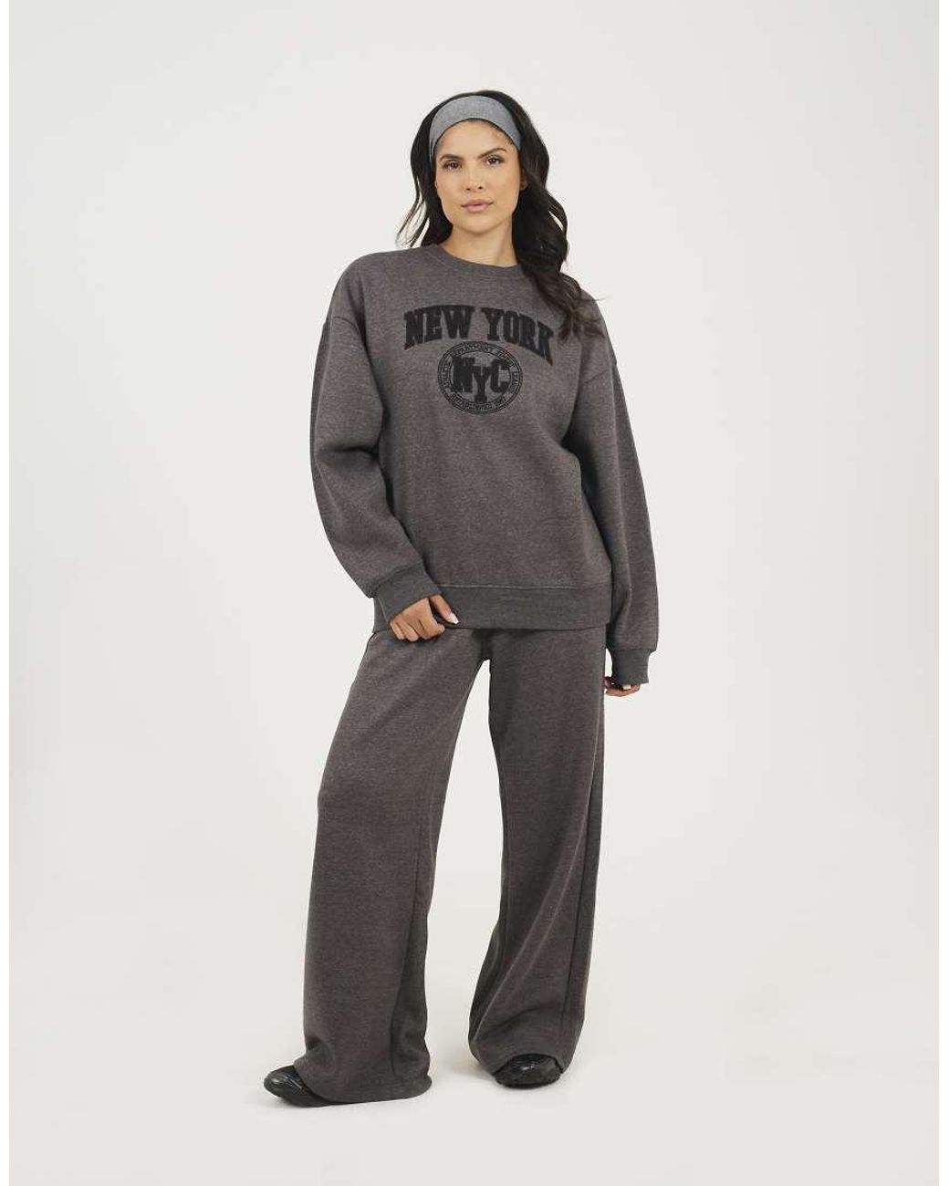 Brave Soul Gray Crew Neck Embroidered Sweatshirt