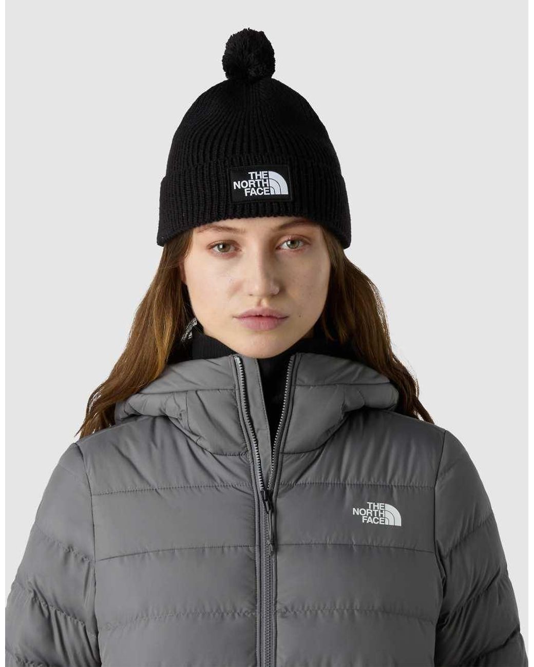 The North Face Black Tnf Logo Box Pom Beanie