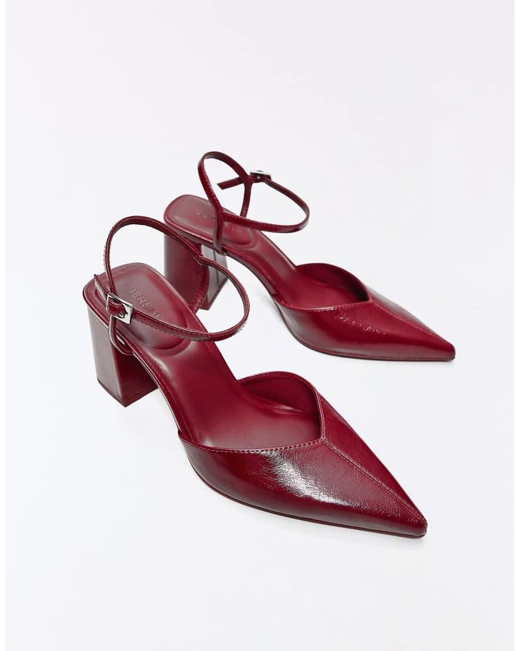 Bershka White Block Heel Shoes