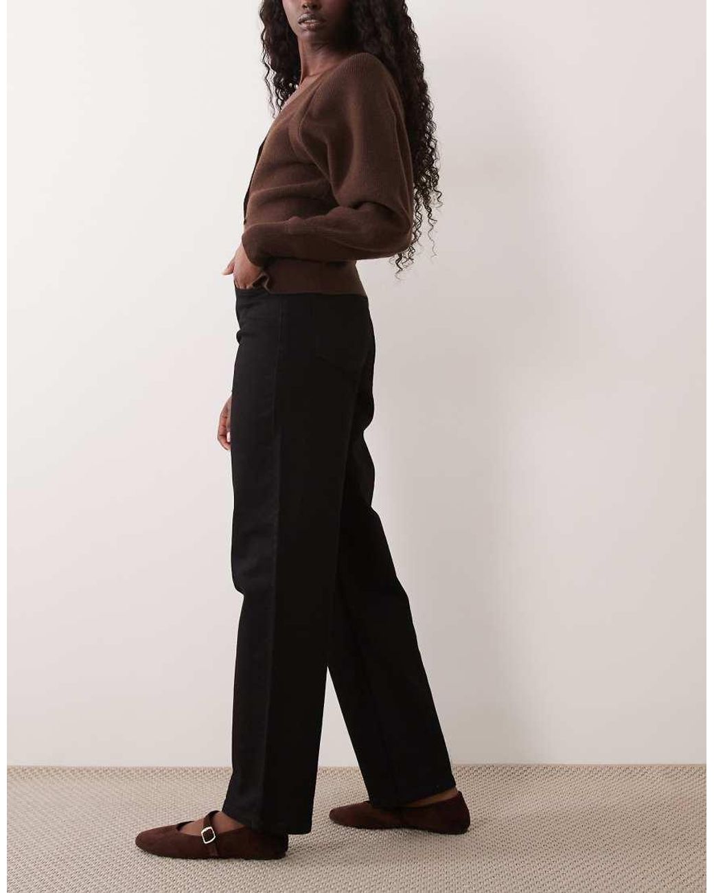 Miss Selfridge Black Mid Rise Straight Leg Jeans