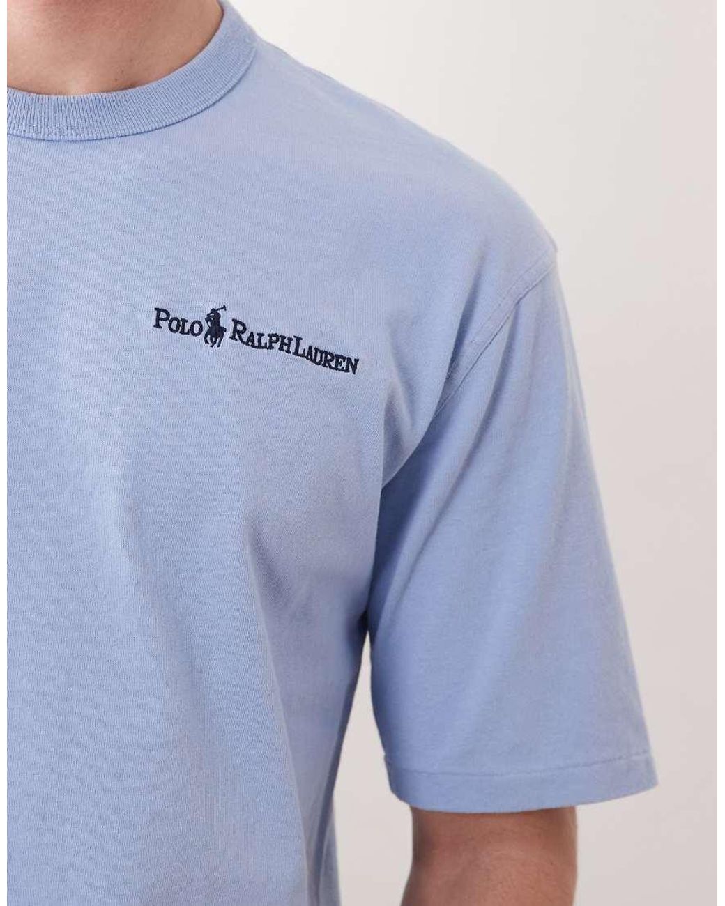 Polo Ralph Lauren Blue Chest Script Logo Heavyweight Cotton T-Shirt for men