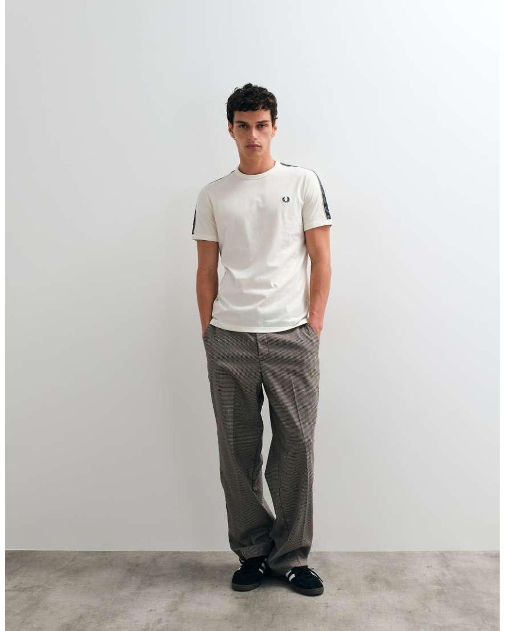 Fred Perry White Contrast Tape Ringer T-Shirt for men