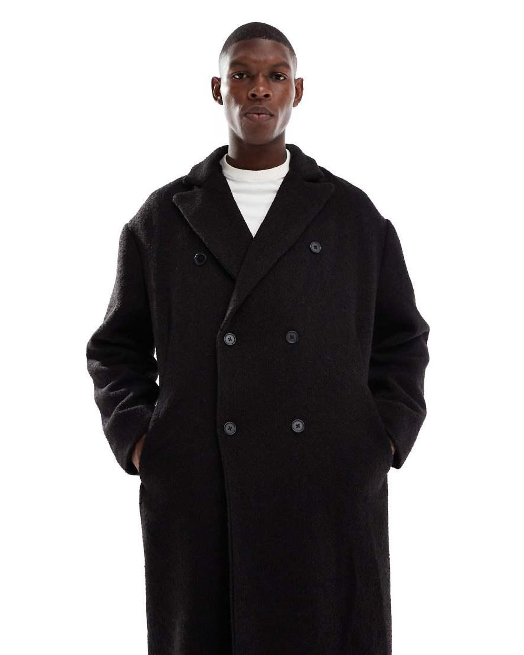 ASOS Black Wool Blend Oversized Coat for men