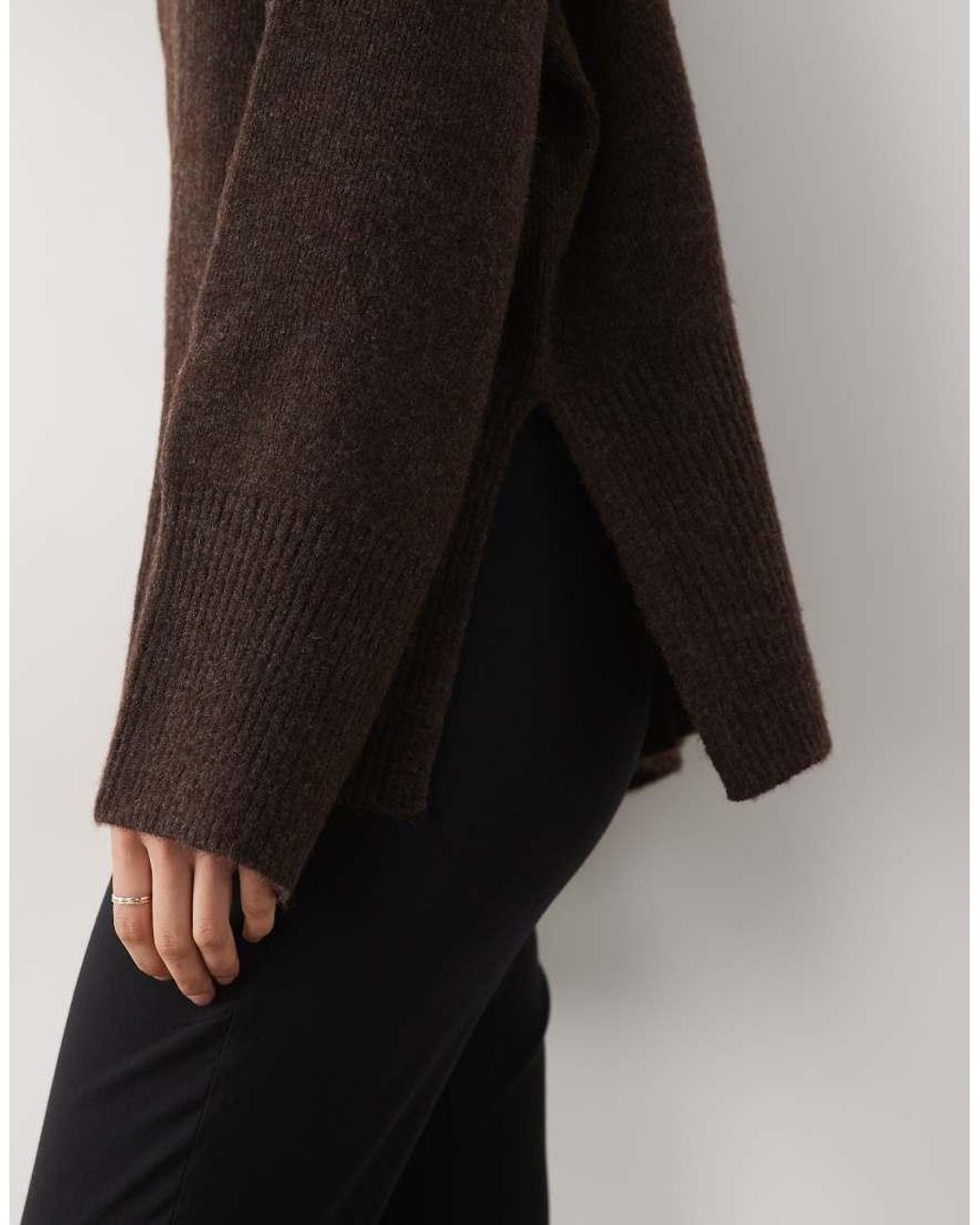 Pretty Lavish Brown Knitted Rib Detail Sweater Set