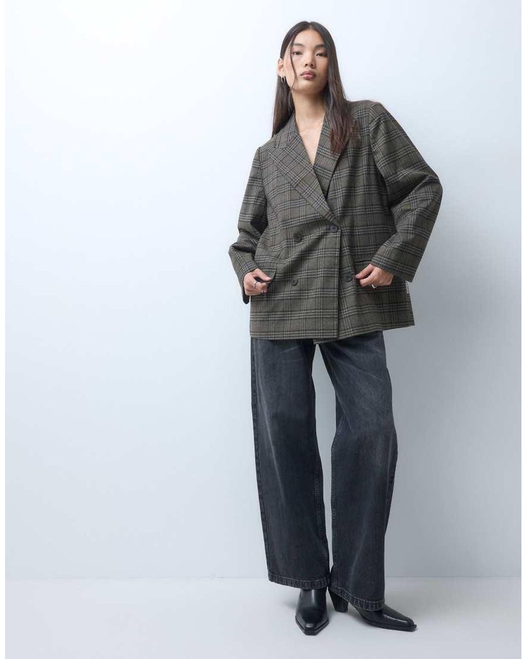 Collusion Gray Oversized Double Breasted Blazer