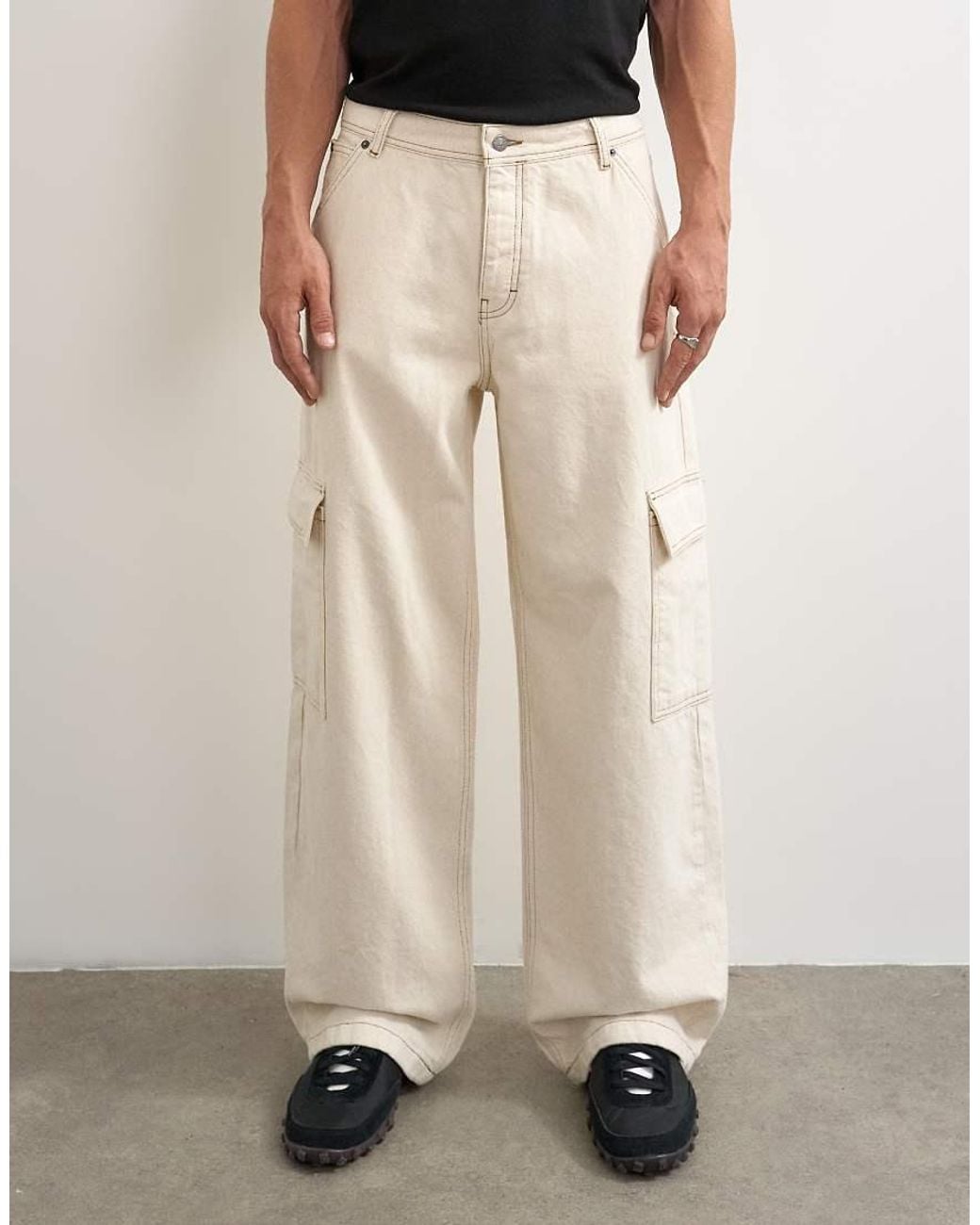 Topman White Rigid baggy Fit Jean With Side Pockets for men