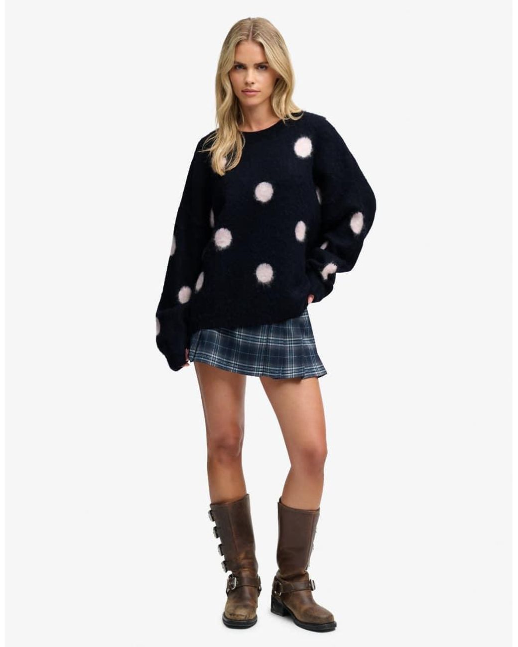 Superdry Blue Brushed Polka Dot Jumper