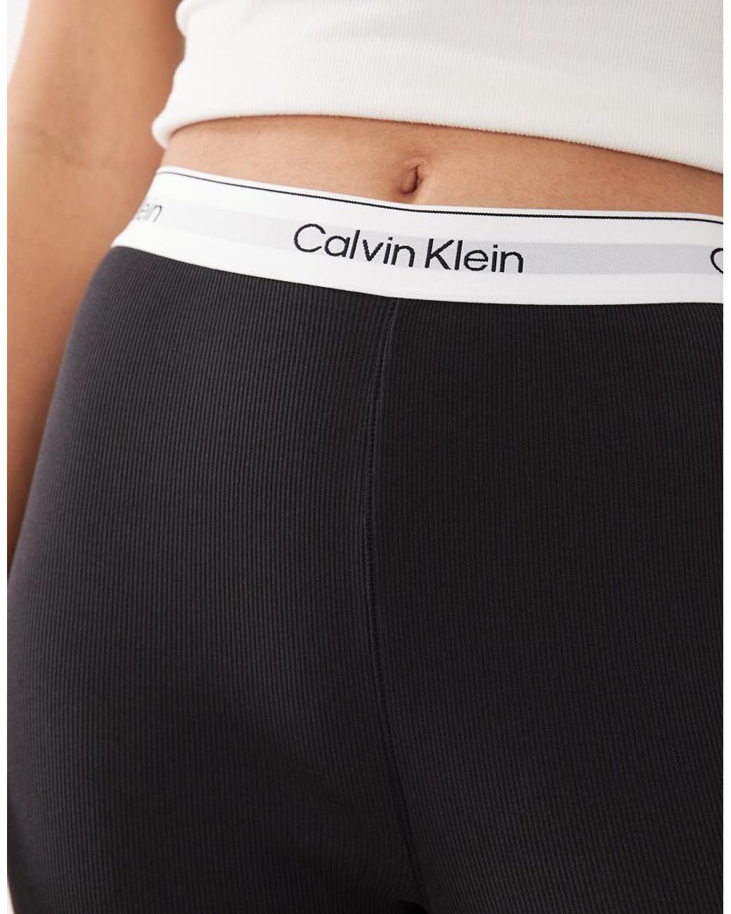 Calvin Klein White Ribbed leggings