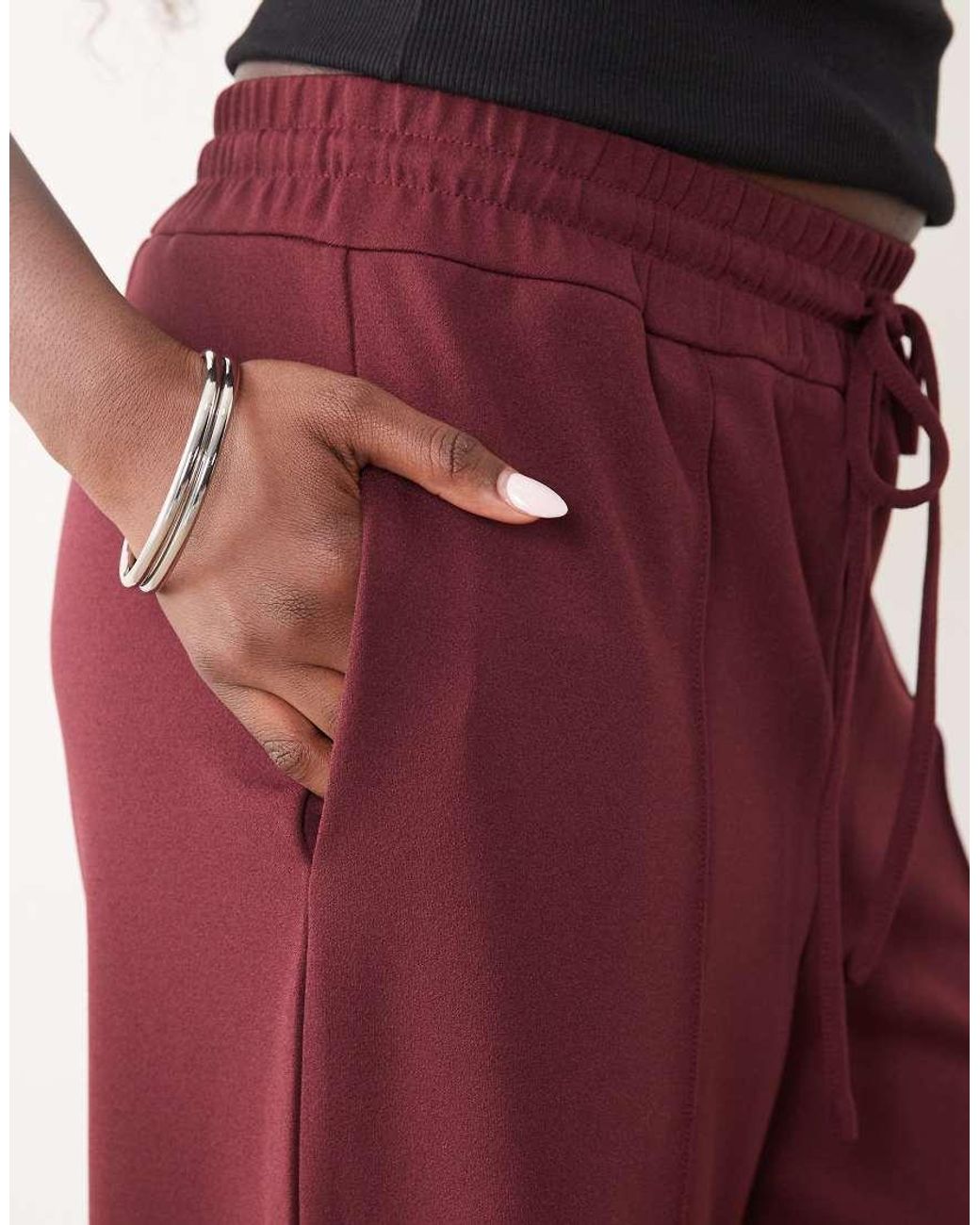 Vila Red Wide Leg Drawstring Trousers