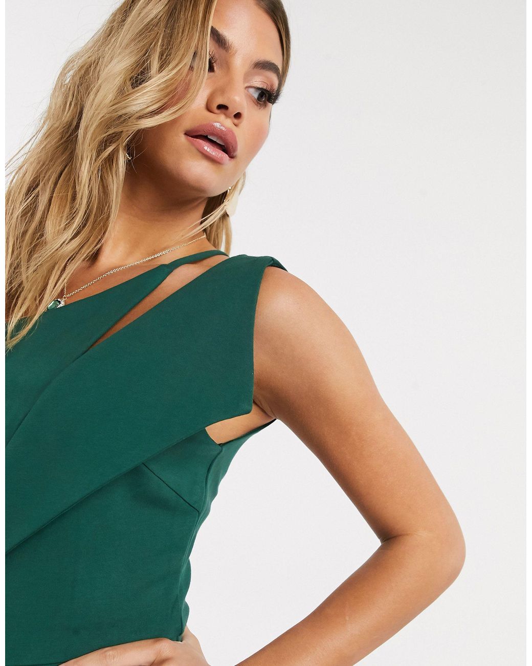 green emerald velvet dress ZENDEYA Satin Draped Corset Midi Dress with Neck Scarf in Emerald Gree