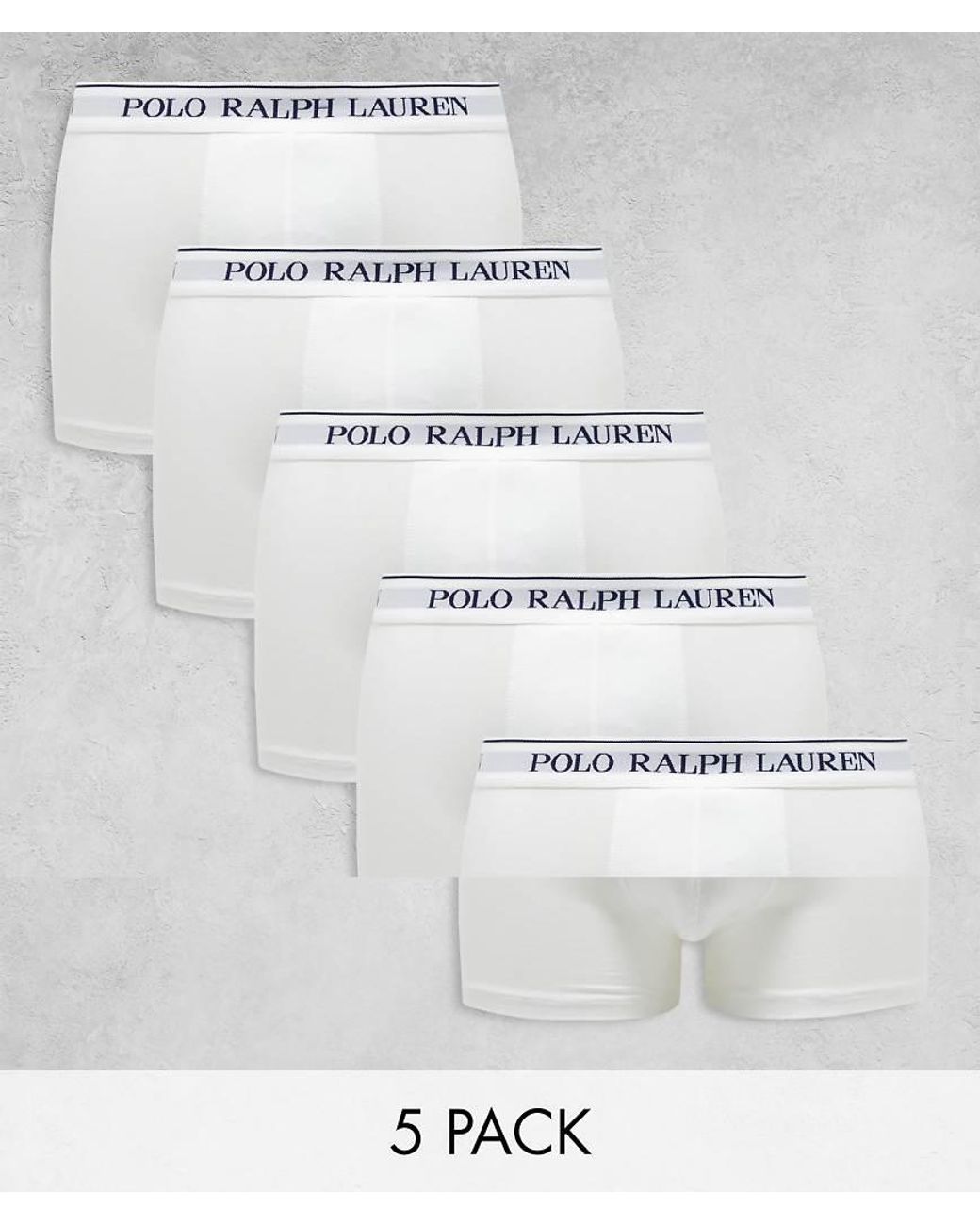 Polo Ralph Lauren White 5 Pack Trunks With Logo Waistband for men