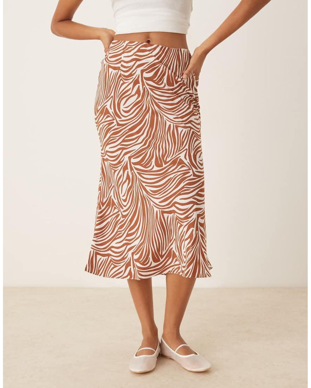 Glamorous Natural Bias Cut Midi Skirt