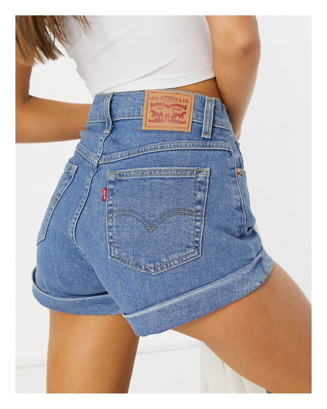 Levi's A-line Mom Short in Blue | Lyst