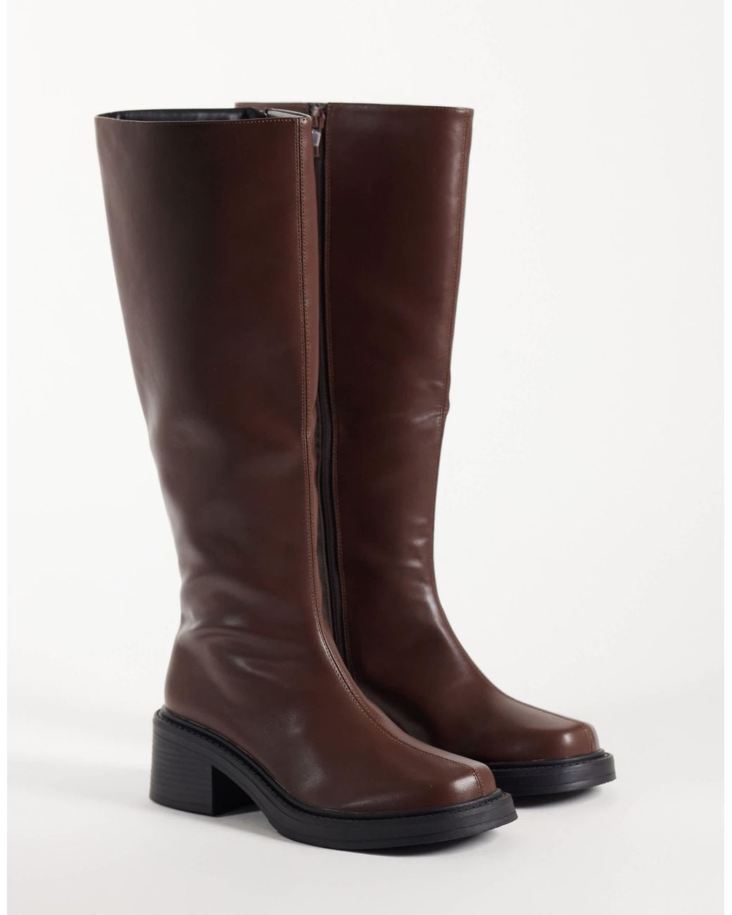Raid Brown Coretta Square Toe Knee Boots