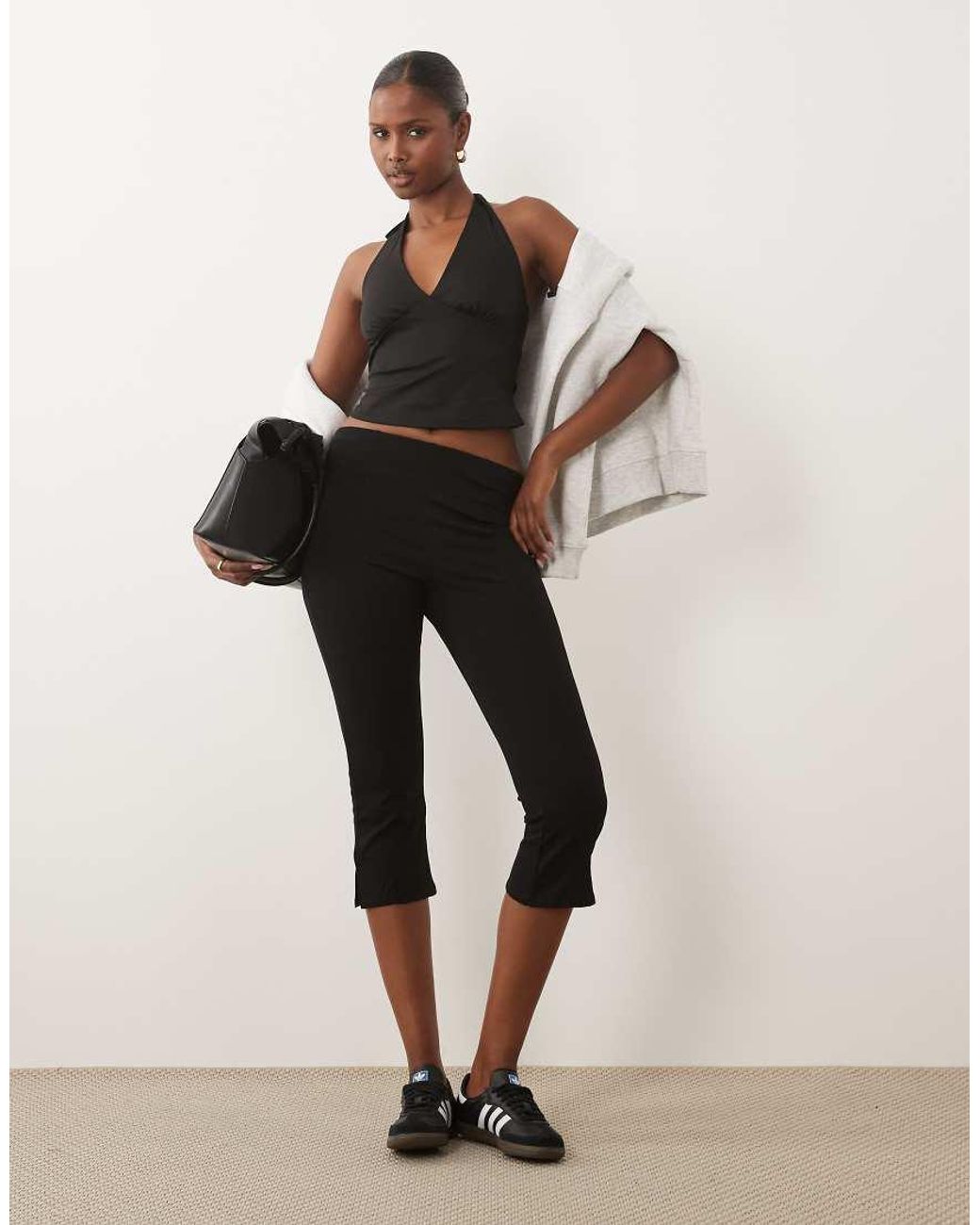 The Frolic Black Exclusive Slinky Plunge Halterneck Top