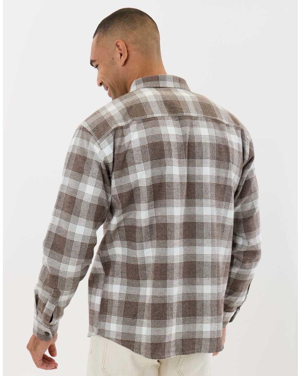 Threadbare Gray Relaxed Fit Cotton Patch Pocket Shirt for men