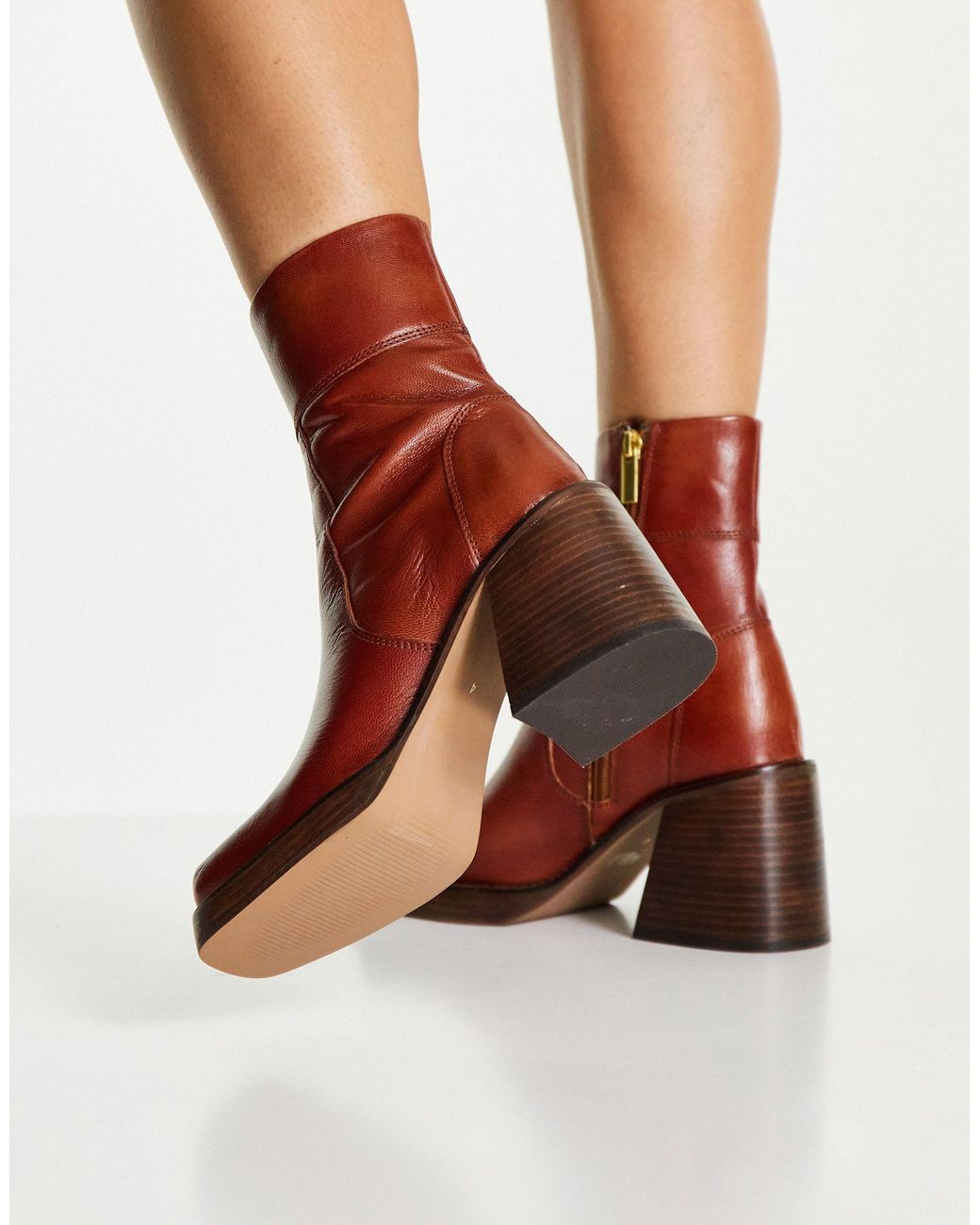 ASOS Region Leather Mid-heel Boots in 