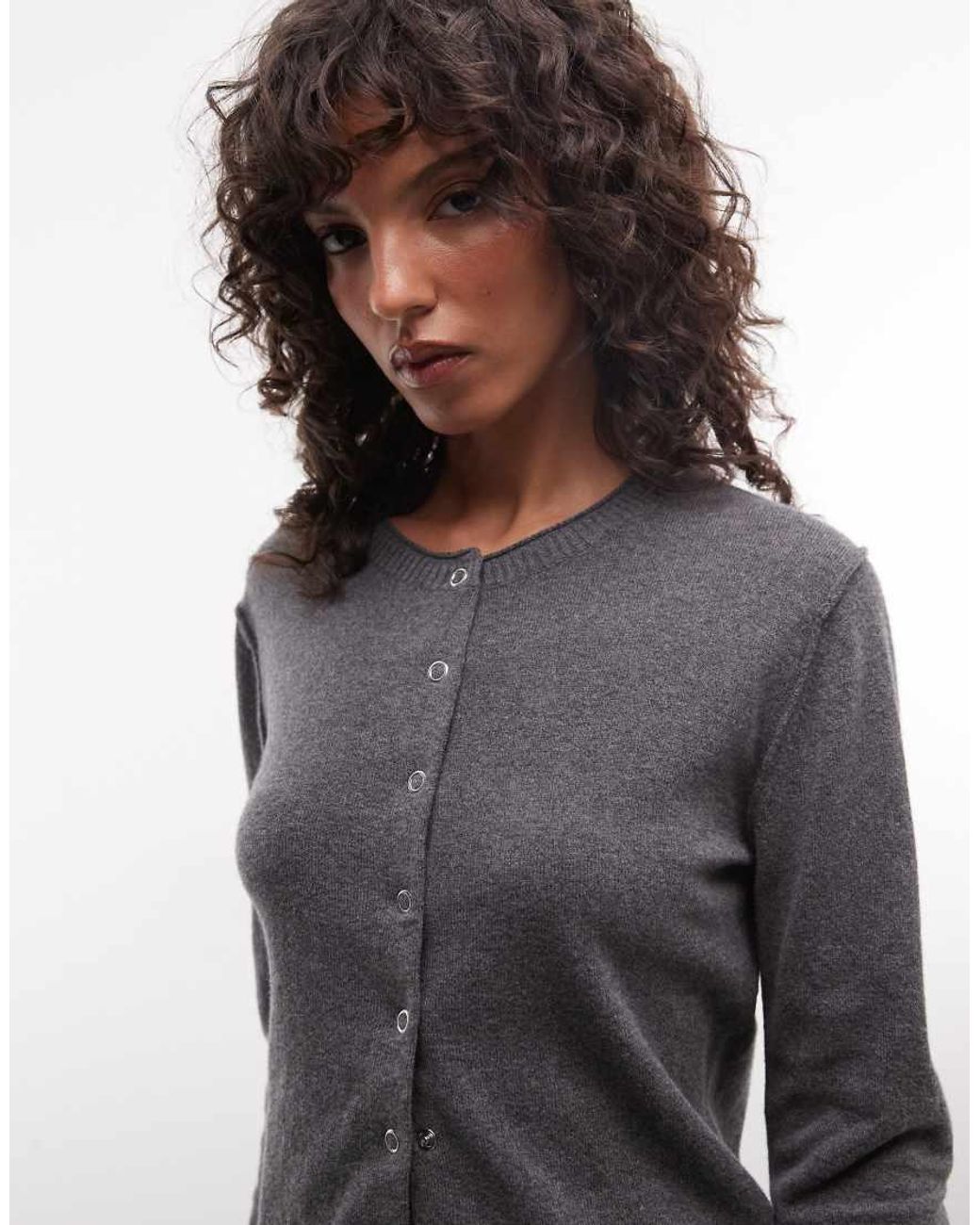 Weekday Gray Wool Blend Fitted Cardigan
