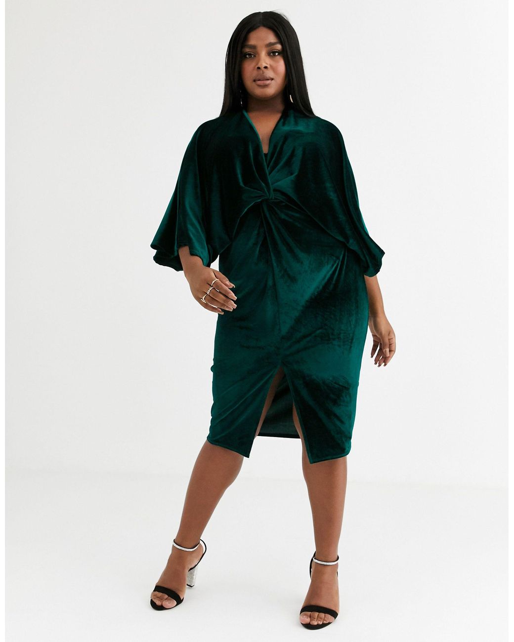 Green velvet cheap kimono dress