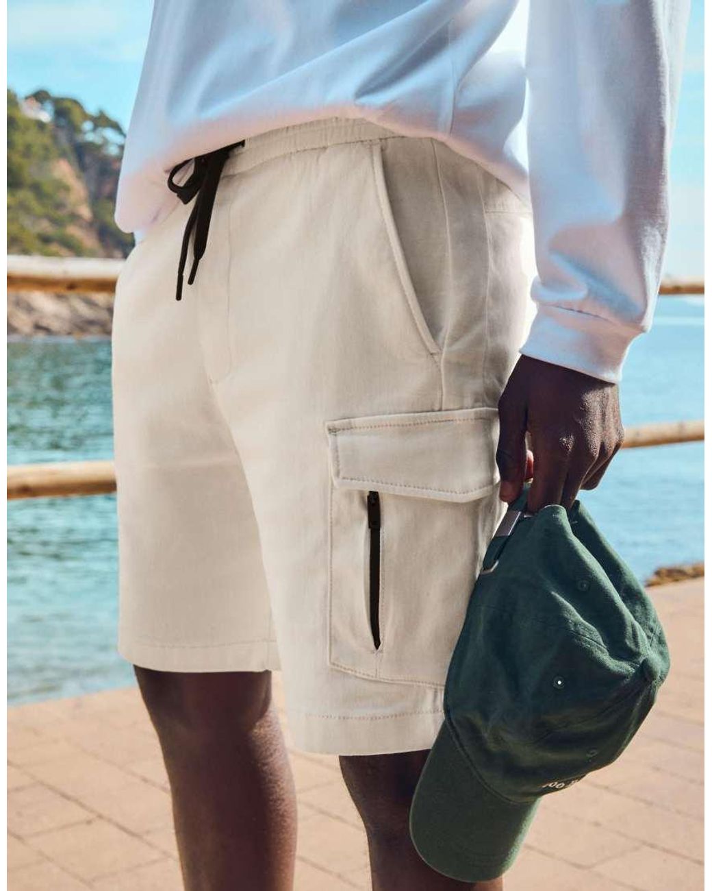 Bershka Gray Regular Cargo Bermuda Shorts for men