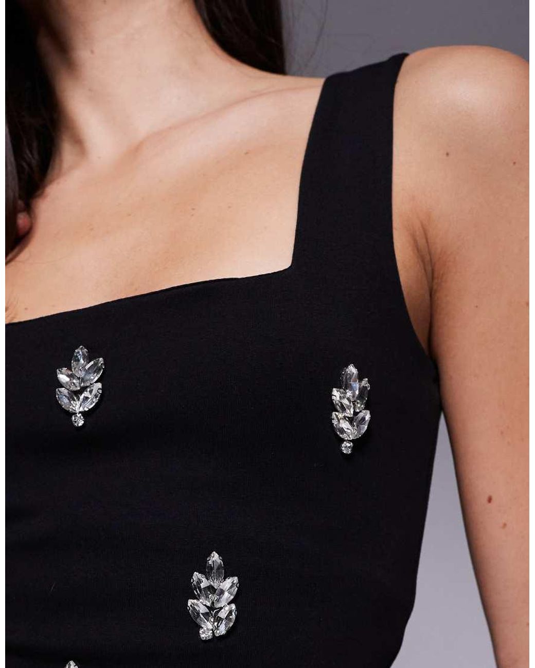 New Look Black Embellished Velvet Top